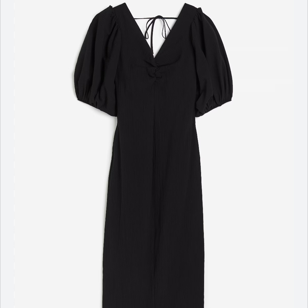 H&M Black Puff Sleeve V-Neck Sundress